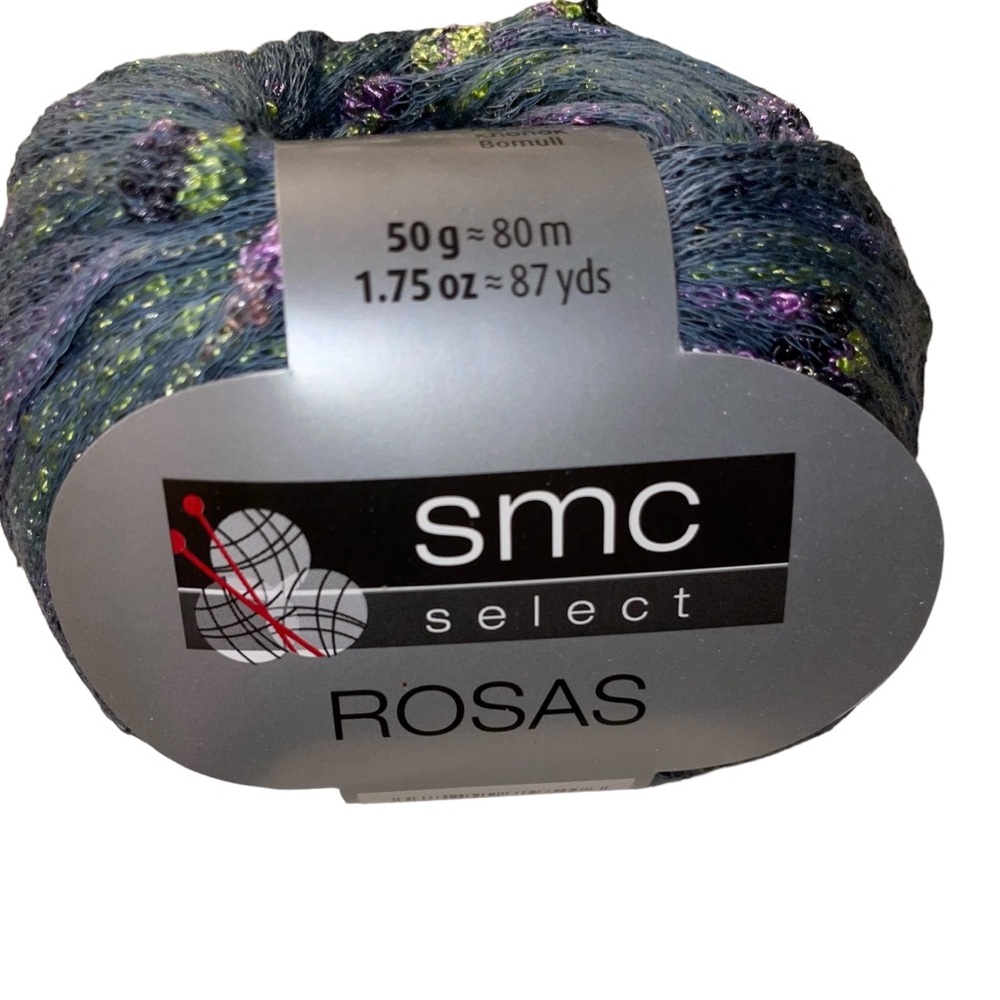 SMC Select Rosas Flower Detail Worsted Cotton Blend Yarn Slate Blue Green